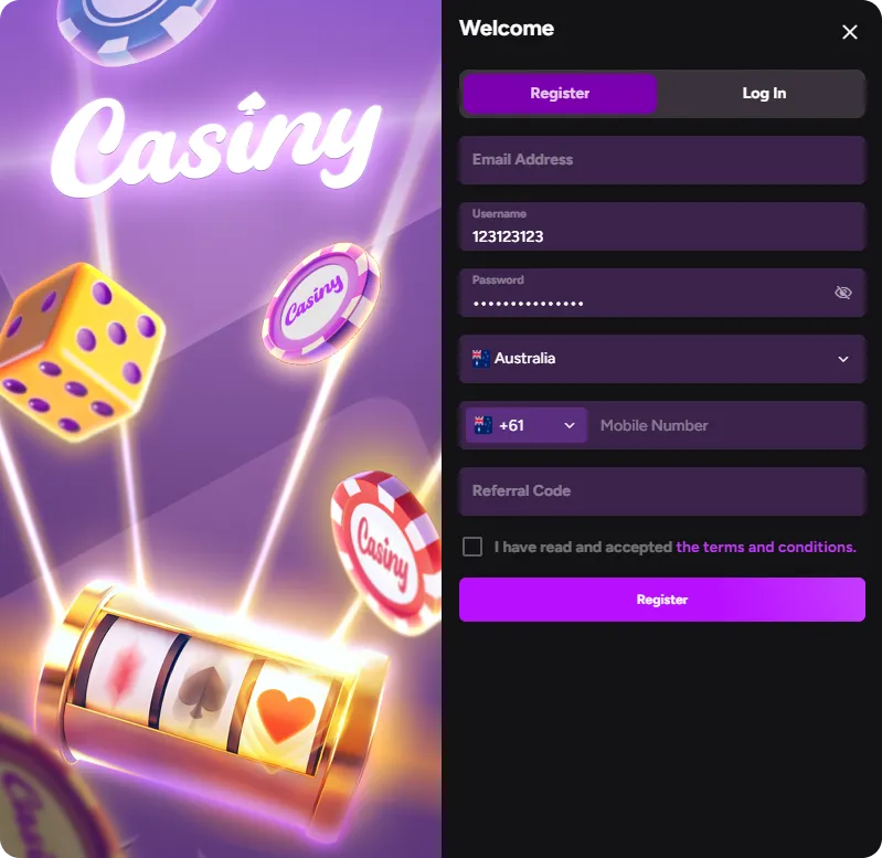 Casiny Registratioin